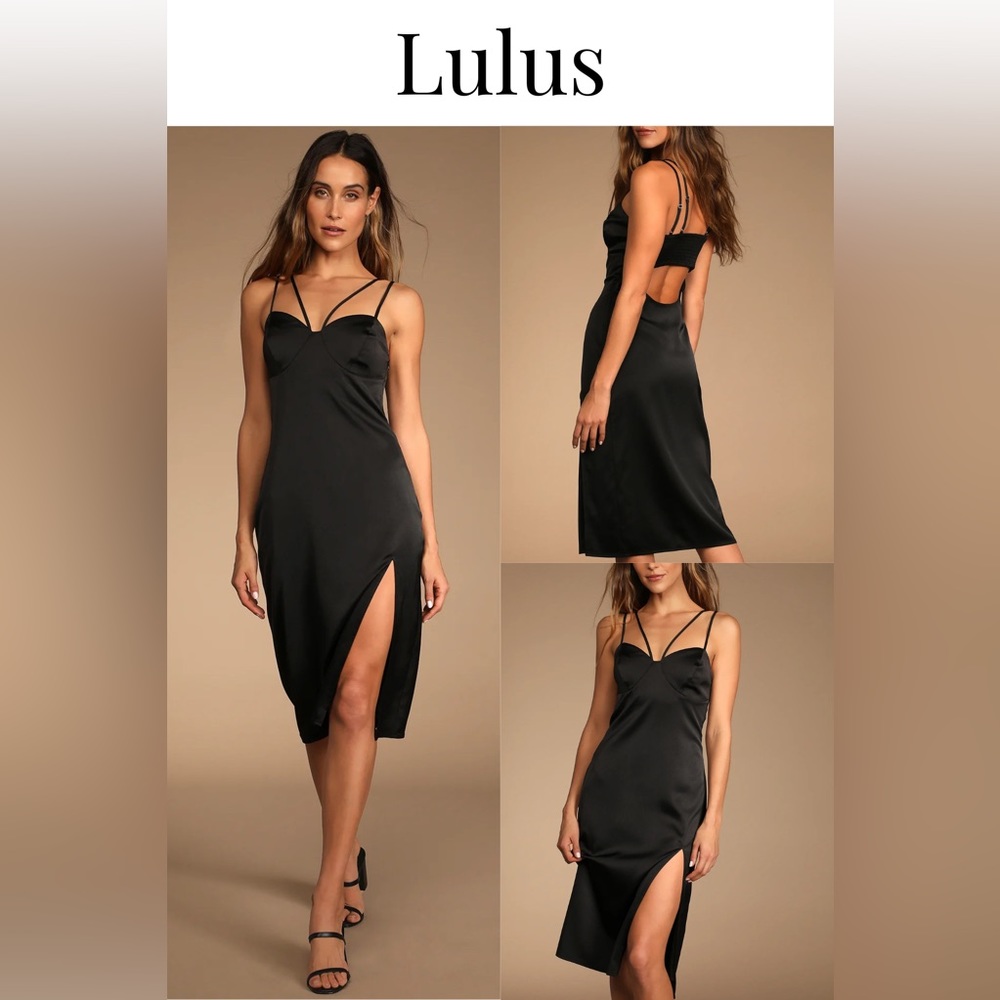 Lulus | Chic Hour Cutout Cross Strap Cocktail Dress - Black